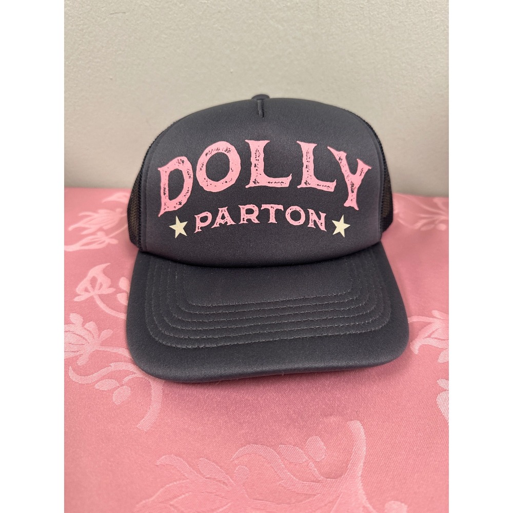 Dolly Parton Trucker Hat Gray Pink Graphic Mesh Snapback Baseball Cap NWT
